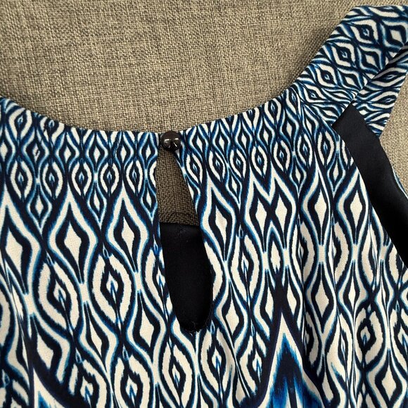 ENFOCUS Studio Maxi Dress Sleeveless Stretchy Size 14 Blue White Scoop Neck - Picture 8 of 9